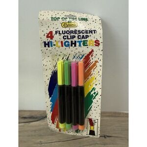 Vintage Dynamic Top Of The Line 4 Fluorescent Clip Cap Hi-Lighters Highlighters